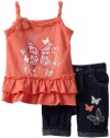 Young Hearts Baby-girls Infant 2 Piece Butterfly Tunic Bermuda Short Set