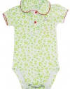 XOXO Baby-Girls Infant Green Leopard Print Peterpan Collar Bodysuit Creeper 18M
