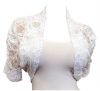 eVogues Plus Size Floral Lace Bolero Shrug White
