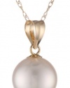 14k Yellow Gold and White AA-Grade Akoya Cultured Pearl (8.5-9 mm) Pendant Necklace, 18
