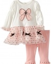 Nannette Baby-Girls Newborn 2 Piece Bow Dress Legging Set