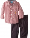 U.S. Polo Assn. Baby-Boys Newborn Woven Shirt and Twill Pant