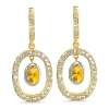 CleverEve Luxury Series Duo Oval Vintage Diamond Earrings 1.08 ct. tw. in 18K Yellow Gold w/ 0.85 ct. Genuine Citrine Center Stone 5.00 x 7.00mm