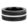 Inox 316L Black Stainless Steel and Black Cable Inlay Ring (10)