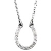 Small 14k White Gold Diamond Horseshoe Necklace, 16 (.08 Cttw., GH Color, I1 Clarity)