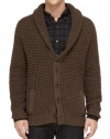 $325 Vince Rugged Ribs Wool Shawl Brown Cardigan Sweater Small S Euro 48