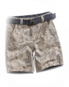 GUESS Kids Little Boy Belted Paisley-Print Twill Shorts, STONEWASH (5)
