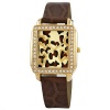 Golden Classic Women's 2217_goldbrown Safari Dame Rectangle Rhinestone Leather Watch
