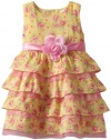Nannette Toddler Girls Floral Printed Swiss Dot Dress