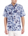 Cubavera Men's Short Sleeve Linen Cotton Floral Printed Woven Shirt