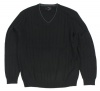 Club Room Men's Drop-Needle Ribbed V-neck Cashmere Sweater (Deep Black) (Large)
