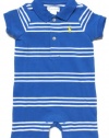Ralph Lauren Infant Mesh One-piece in Bright Blue, White Stripes; Yellow Pony (6 Months / Mos.)