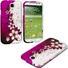 myLife (TM) Pink + White Sparkly Floral Series (2 Piece Snap On) Hardshell Plates Case for the Samsung Galaxy S4 Fits Models: I9500, I9505, SPH-L720, Galaxy S IV, SGH-I337, SCH-I545, SGH-M919, SCH-R970 and Galaxy S4 LTE-A Touch Phone (Clip Fitted Front 
