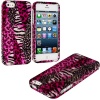 myLife (TM) Pink + Black Leopard Spots and Zebra Stripes Series (2 Piece Snap On) Hardshell Plates Case for the iPhone 5/5S (5G) 5th Generation Touch Phone (Clip Fitted Front and Back Solid Cover Case + Rubberized Tough Armor Skin + Lifetime Warranty + Se