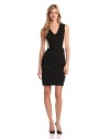 DKNYC Women's Sleeveless V-Neck Dress With Lace Back And Side Panels, Black, 10