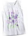 GUESS Kids Girls Big Girl Lace-Trimmed Logo Top, WHITE (16)