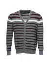 Sean John Men's Black Wide Horizontal Striped Cardigan Sweater