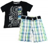Blac Label Baby-Boys Graphic Tee Shirt With Plaid Belted Shorts Set 18M Black