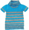 Blue Heart Infant Toddler Girl Striped Short Sleeve Sweater Turtleneck 4TBlue