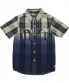 Sean John Navy Blue/Cream Plaid Woven Shirt (7)