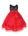 Cinderella Couture Girls Dazzling Sequin Party Dress 4 Red Black (1173)