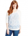 NY Collection Women's Plus-Size 3/4 Raglan Sleeve Top