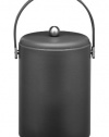 Kraftware Ice Bucket with Stitched Handle, Domed Lid and Chrome Astro Ball Knob, Black - 5 Quart