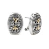 925 Silver Fleur-De-Lis Filigree Earrings with 18k Gold Accents