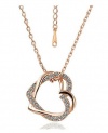 Everbling Interlocking Heart Clear Swarovski Elements Crystal Pendant Necklace 18