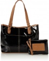 Nine West Can't Stop MD Tote,Black/Cognac,One Size