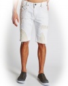 GUESS Men's Alameda Slim-Fit Patched Denim Shorts in Stampede Wash