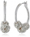 Anne Klein All that Glitters Silver-Tone and Crystal Floating Fireball Cluster Hoop Earrings