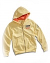 GUESS Kids Big Boy Zip-Front Hoodie with Logo Applique, YELLOW (16/18)