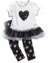 GUESS Kids Girls Newborn Short-Sleeve Ruffled Top and Printed Leggings Set (0-9m), WHITE (0/3M)