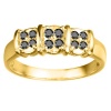 Yellow Plated Sterling Silver Illusion Set Three Stone Anniversary Wedding Band set with Black Diamonds (0.31 ct. twt.)