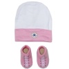 Converse Baby Matching Beanie Hat and Booties Set (0-6 Months) Pink, 0 - 6 Months