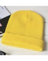 Fashion Unisex Solid Color Warm Plain Acrylic Knit Cuff Ski Beanie Skull Hat Cap Yellow
