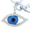 Evil Eye Circle Austrian Crystal Blue Keychain Silver-Tone