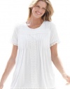 Woman Within Women's Tunic Length Top Soft Jersey Fabric Lace Trim