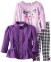 Kids Headquarters Baby-girls Infant Jacket with Tee and Pants, Purple, 12 Months