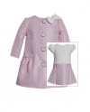 Bonnie Jean Girls Pink Dotted Jacquard Coat & Dress Set, Pink, 3T