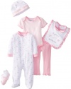 kyle & deena Baby-Girls Newborn 6 Piece Layette Set On Hanger, Pink, 3-6 Months