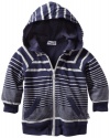 Splendid Littles Baby-boys  Border Striped Zip Hooded Sweatshirt, Navy, 12-18 Months