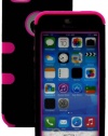 myLife (TM) French Rose Pink and Black - Robot Series (Neo Hypergrip Flex Gel) 3 Piece Case for iPhone 5/5S (5G) 5th Generation iTouch Smartphone by Apple (External 2 Piece Fitted On Hard Rubberized Plates + Internal Soft Silicone Easy Grip Bumper Gel + L