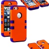 myLife (TM) Plum Purple and Bright Orange - Matte Color Series (Neo Hypergrip Flex Gel) 3 Piece Case for iPhone 5/5S (5G) 5th Generation iTouch Smartphone by Apple (External 2 Piece Fitted On Hard Rubberized Plates + Internal Soft Silicone Easy Grip Bumpe