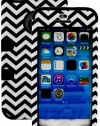 myLife (TM) Classic Black - Chevron Series (Neo Hypergrip Flex Gel) 3 Piece Case for iPhone 5/5S (5G) 5th Generation iTouch Smartphone by Apple (External 2 Piece Fitted On Hard Rubberized Plates + Internal Soft Silicone Easy Grip Bumper Gel + Lifetime War
