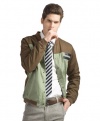 Men's Thin Jacket Brown Sleeves Short Collar LM-2090