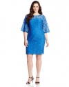 Adrianna Papell Women's Plus-Size Flutter Sleeve Lace Sheath