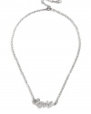 GUESS Women's Silver-Tone Love Short Charm Necklace, SILVER