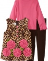 Bonnie Jean Girls 2-6X Leopard Rose Fleece Legging Set, Brown, 4T